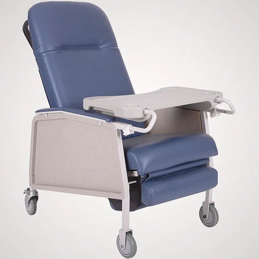 3 Position Geri Chair - Blue Medical Recliner Chairs for Elderly with Meal Tr...