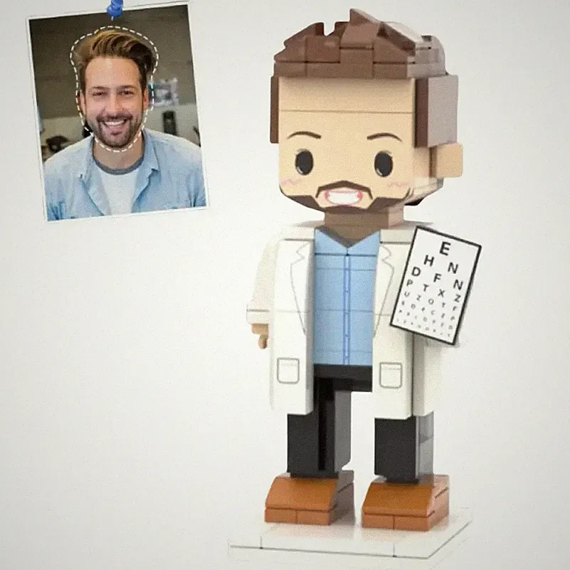 Custom Male Eye Doctor Figurine | Personalized Medical Gift from Photo