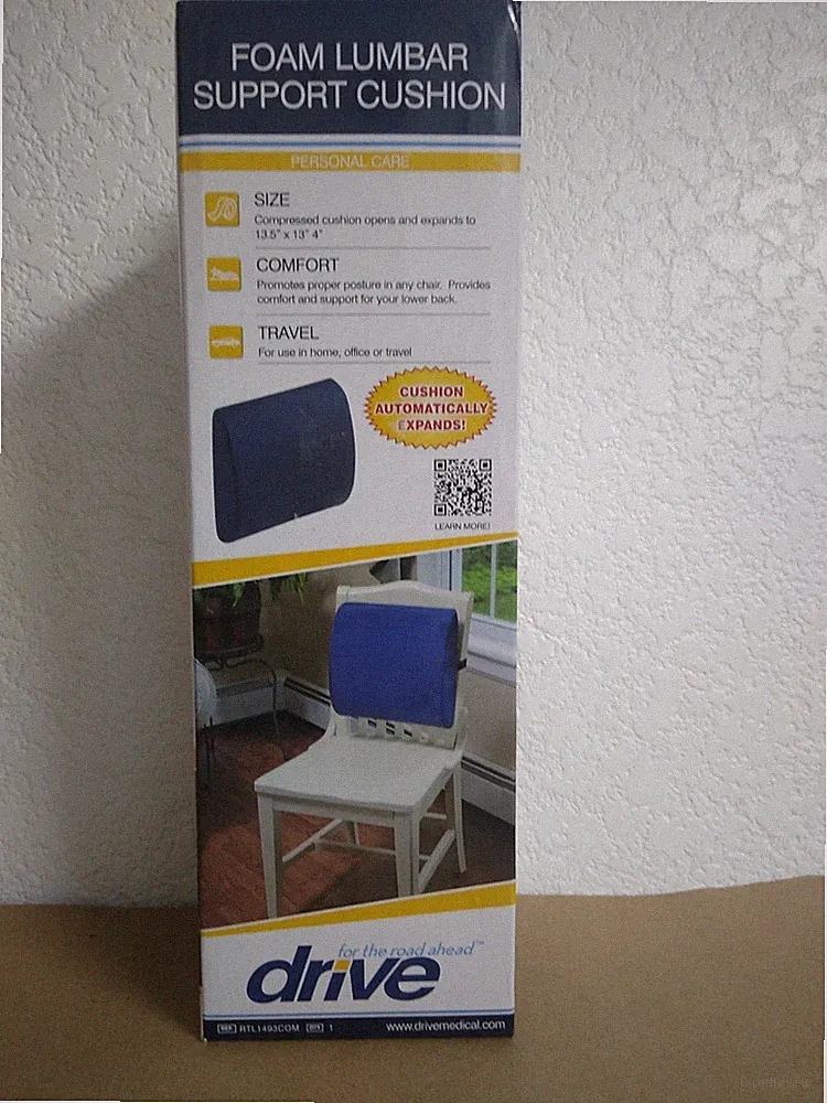 Drive - Compressed Foam Lumbar Back Support Cushion - Strap to ANY Chair