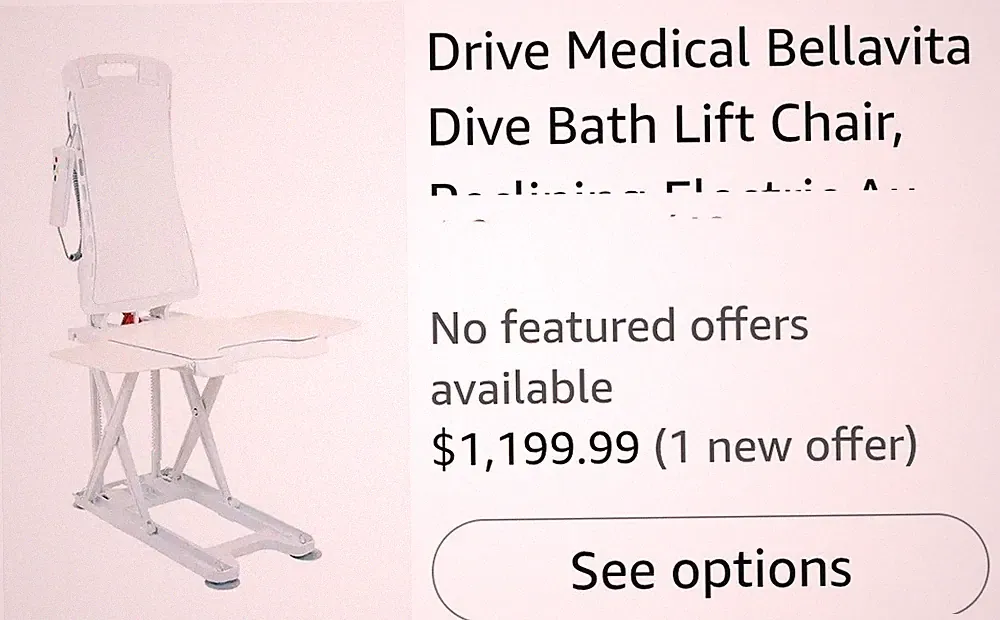 Drive Medical Bellavita Dive Bath Lift Chair, Reclining Electric Auto Bath...