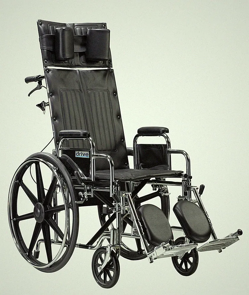 Drive Medical STD22RBDDA Sentra Reclining Wheelchair, 22" Seat , Chrome