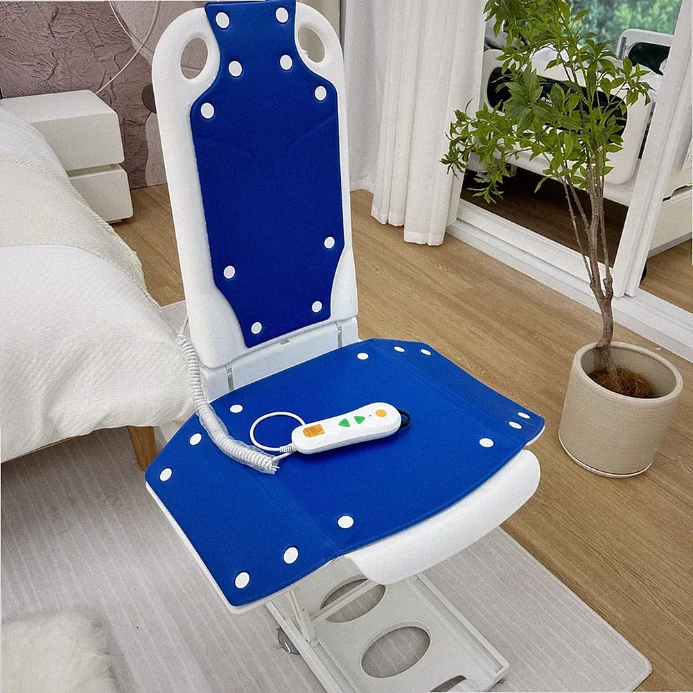 Electric Chair Lift, Medical Transfer Device, Adjustable Height, Blue, 300 lbs