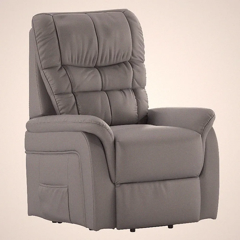 Gray LeatherSoft Remote Powered Lift Recliner for Elderly - Medical Furniture