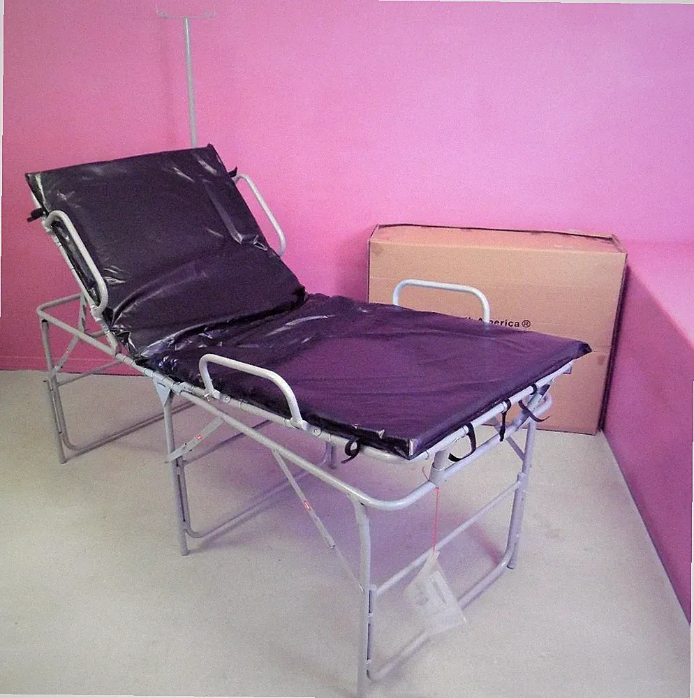 NEW! FSI F-EM-560A Medical Hospital Portable Field Bed Cot W/ IV Pole & Recline